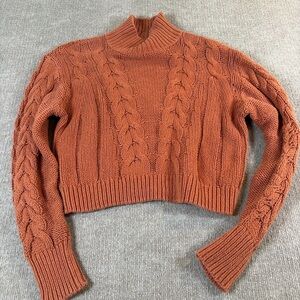 Aeropostale Women's cable knit Sweater - Burnt Orange 1286